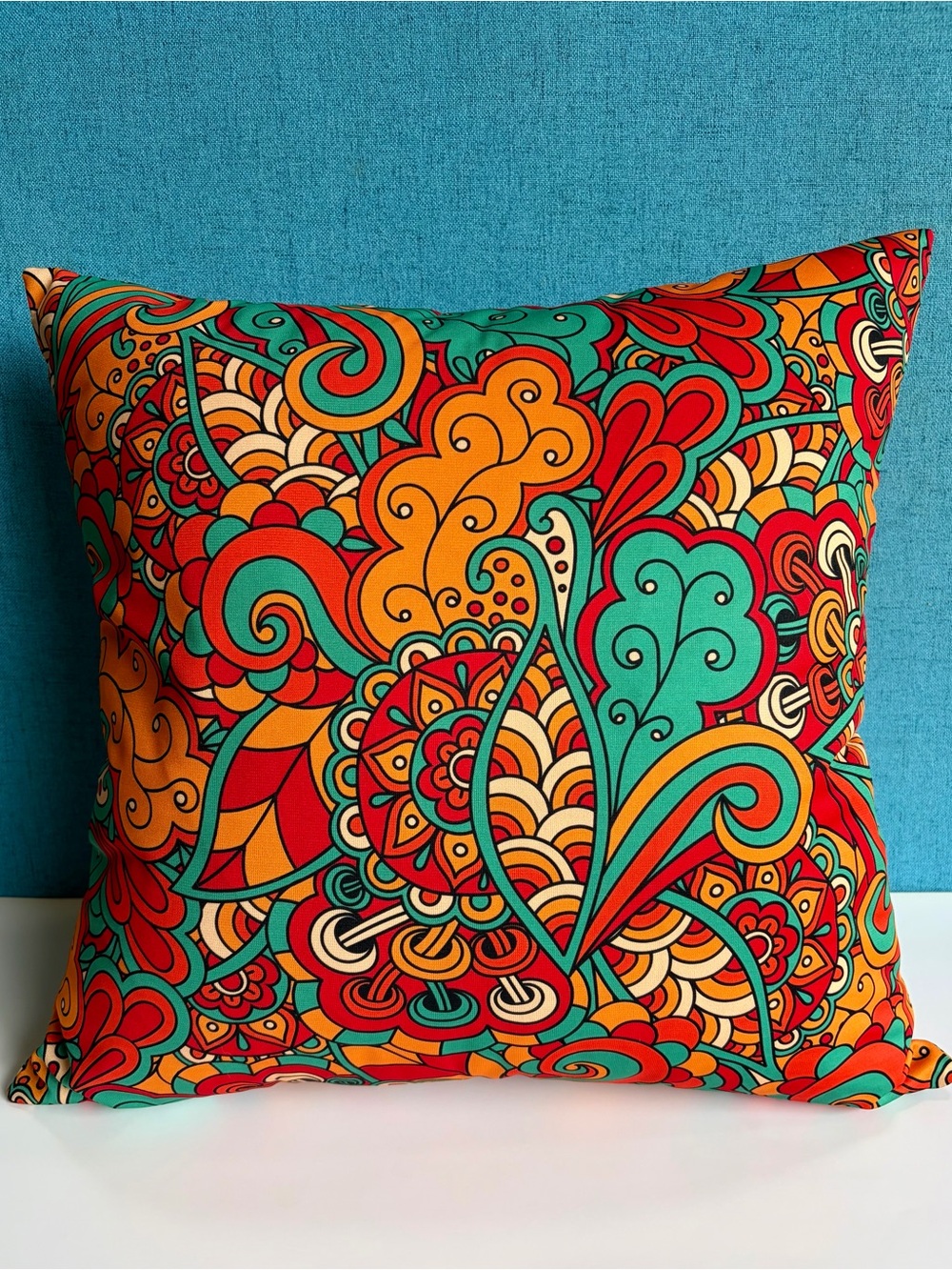 Vibrant Multi-Color Floral Swirl Decorative Pillow Cover - Home Holiday 20”